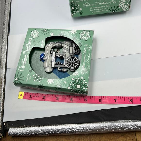 Christmas Traditions Silver Tone Ornaments Gloria Duchin Inc 2008 Sailboat Train - Picture 8 of 9